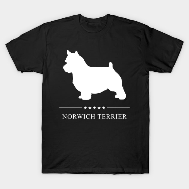 Norwich Terrier Dog White Silhouette T-Shirt by millersye